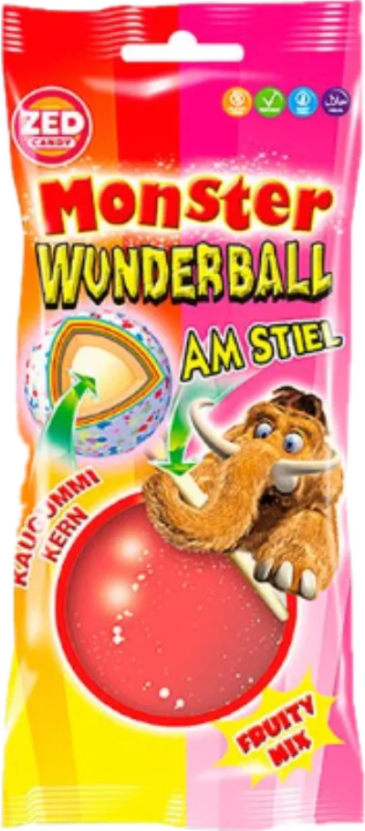 Verpackung von Monster Wunderball Fruity am Stiel