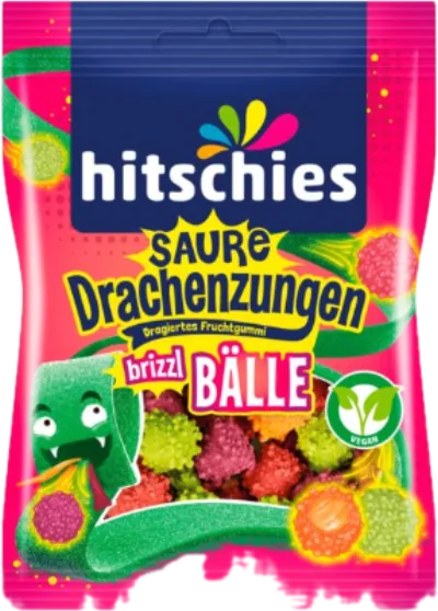 Verpackung von hitschies Saure Drachenzungen brizzl Bälle
