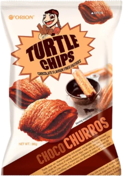 Verpackung von Orion Turtle Chips Choco Churros