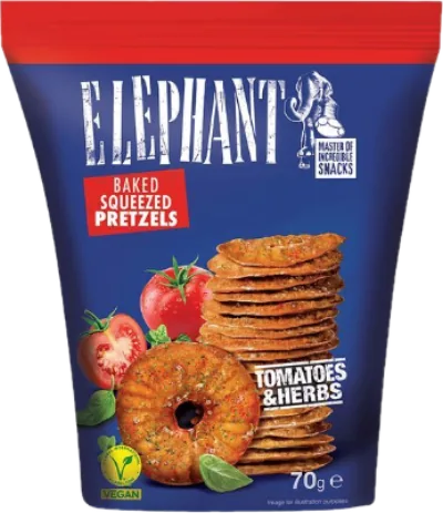 Verpackung von Elephant Pretzels mit Tomate Kräuter