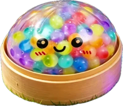 Glitzer Dumpling Squishy mit Perlen