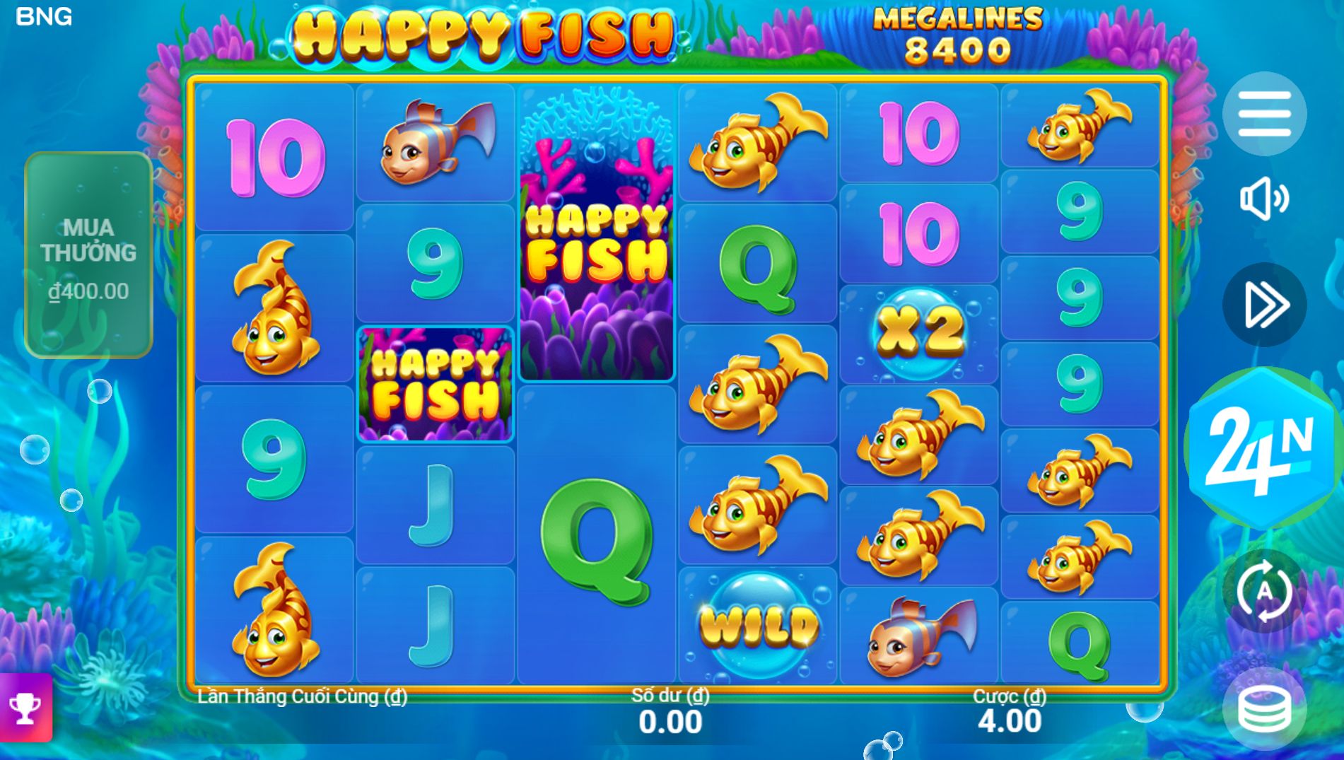 Giao Diện Trò Chơi Slot Happy Fish Tại Nhà Cái 24N