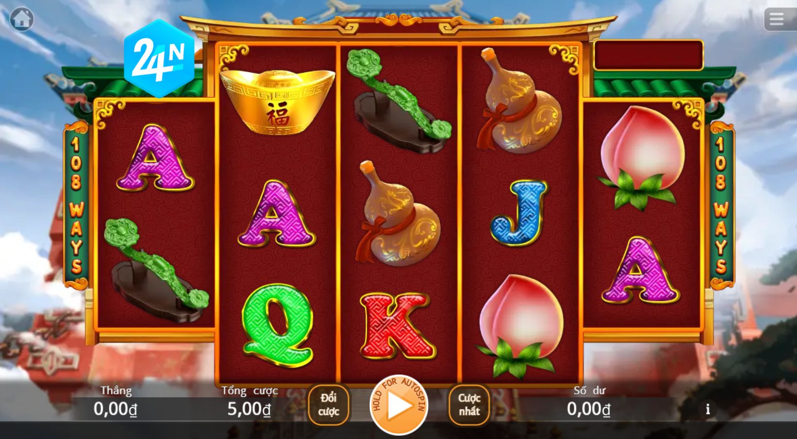 Giao diện đẹp mắt của Slot Fu Lu Shou tại Nhà Cái 24N